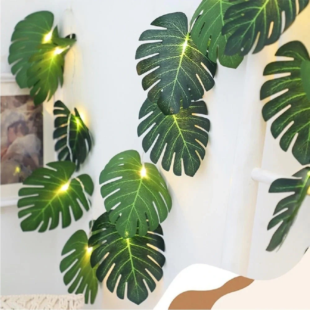 Monstera Leaf String Light Tropical Forest Boho Party Dorm Room Summer LED Decor